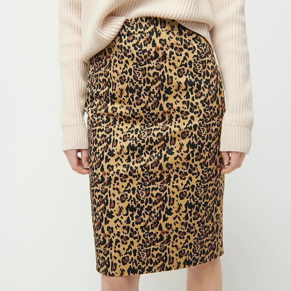 J Crew No 2 Pencil Skirt Leopard Stretch Cotton 6 - Picture 2 of 4